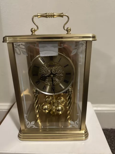 Vinlage Bulova Brass Quartz Carriage Mantel Clock Anniversary 400Day Germany