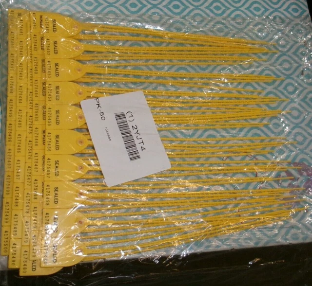 50 Pc Tydenbrooks 2Yjt4 1042885 Pull Tug Tight 12" Adjustable Seal Yellow (Wl89)