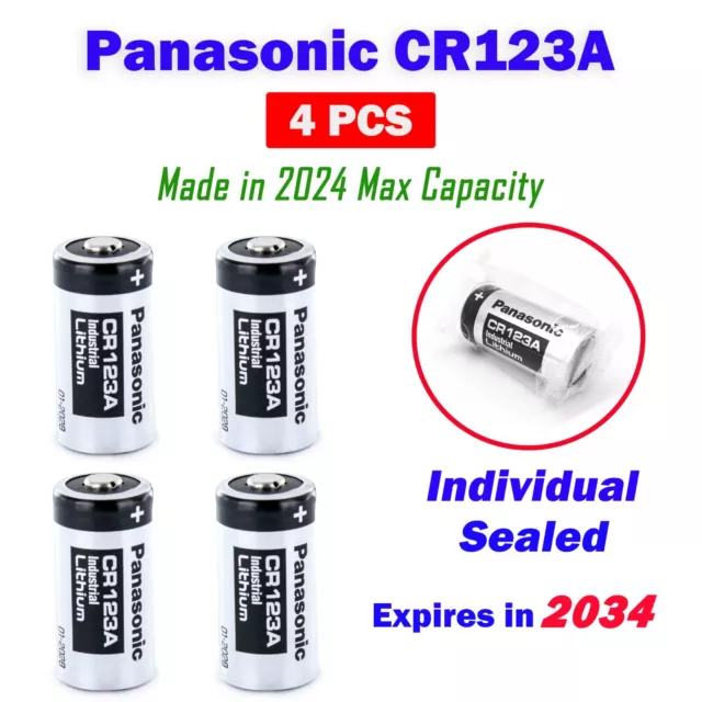 4X  Panasonic CR123A Industrial 3V Lithium Battery DL123 EL123A for Arlo Camera