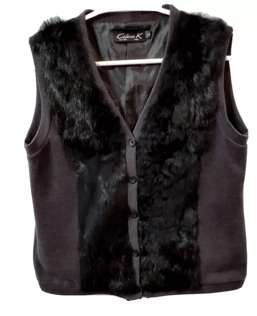 CELINE K. NY PARIS, Vintage, 100% Rabbit Wool, Polyester  Blend, Vest, XL