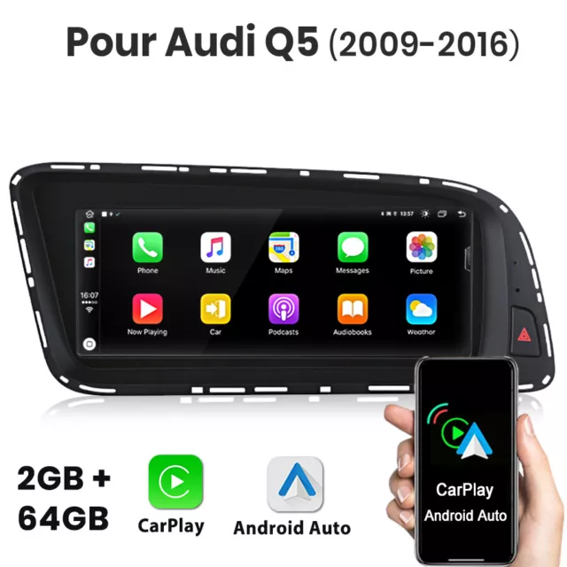 Carplay Android 2+64GB Pour Audi Q5 2009-2016 Autoradio GPS Navi WIFI BT RDS DAB