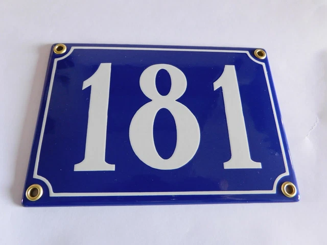 Antique French Blue  Genuine Enamel Porcelain House Door Number Sign / Plate 181