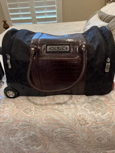 Brighton Weekender Luggage And Cosmetic Case And Handbag Black And Brown Croc