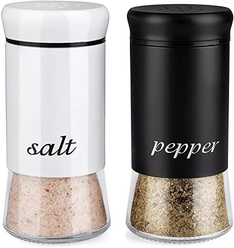 Salt and Pepper Shakers Set, Salt Shaker with Clear Glass Bottom, 5 oz Salt a...