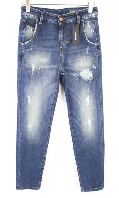DIESEL Fayza-Evo 084UW Women Jeans W25/L32 Relaxed Boyfriend Blue Wash Stretch