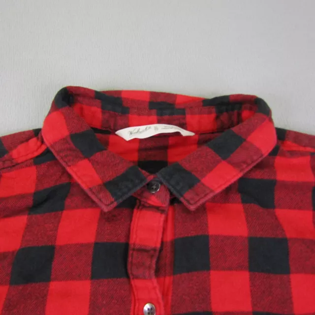 Woolrich Shirt Womens Extra Large Red Black Buffalo Check Flannel Button Up Top 2