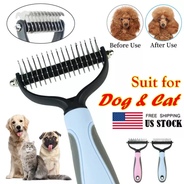 Pet Dog Grooming Brush Cat Deshedding Tool Rake Comb Fur Remover Reduce Hair