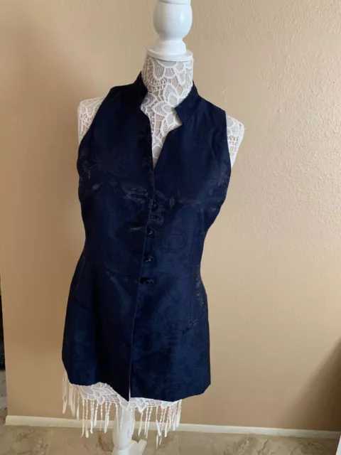 Christian Dior Womens Broadcloth Longline Vest Navy  Blue size 6