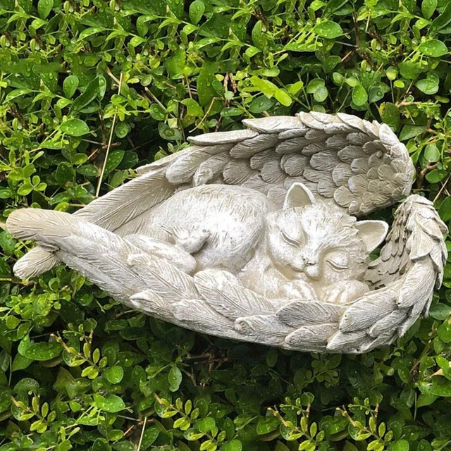 Angel Sleeping Dog Cat Memorial Statue Resin Pet New O1 Z8I3