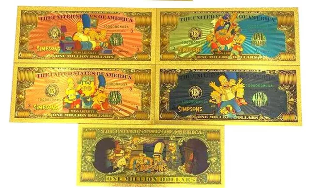 ★★ Usa : Collection De 4 Billets Polymer  " Or " Million Dollars Simpsons ★★ A