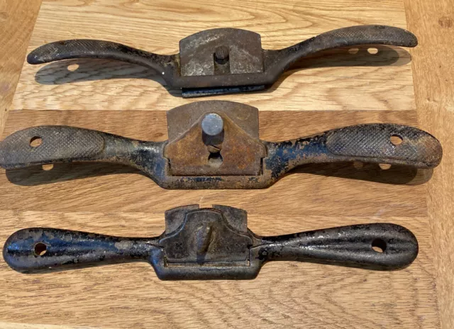 3x Vintage Stanley 2x 51 1x 64 Flat Sole Spokeshave For Restoration