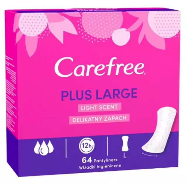 Carefree Plus Large Light Scent Panty Liners 64 Pack