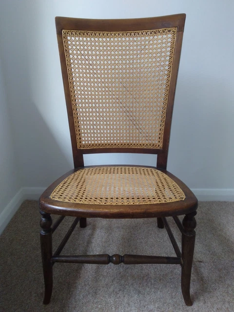 Antique Victorian nursing chair with cane seat/back, patina'd wood
