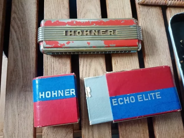 Beautiful Art Deco Hohner Echo Elite Harmonica In Box - Germany