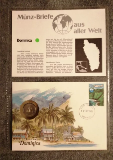1985 | Dominica | ESST 17.06.1985 | Stamp 30c | Coin: 25 Ct | 1981 | Numis | UNC