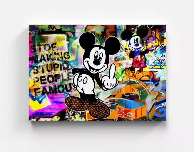 Leinwandbild Mickey Mouse Wandbild Angedroht Street Art Graffiti Bilder Bild