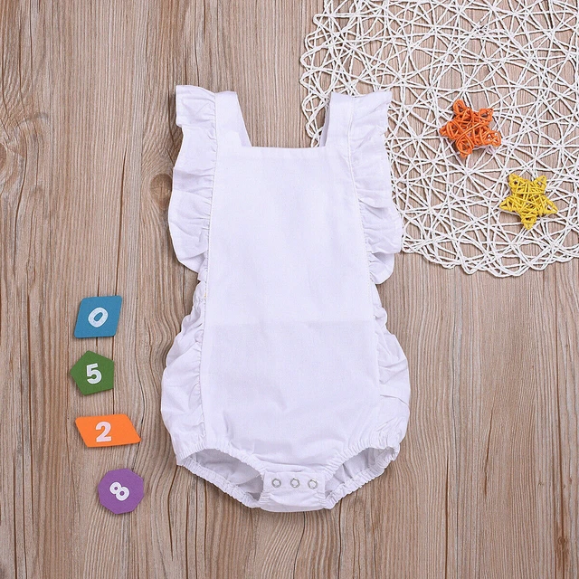 Newborn UK Baby Girl Ruffle Solid Romper Summer Bodysuit Jumpsuit Outfit Clothes