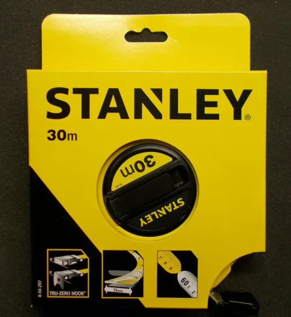 Stanley - 0-34-297 Kapselbandmaß Fiberglas 30 m x 12,7 mm  Bandmass  34-297