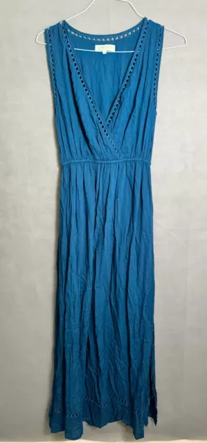 Angels By The Sea Womens Blue Maxi Dress Blue Womens XS V-neck