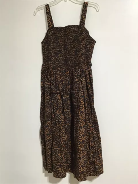 AVA & VIV Dress Midi Womens Size 1X Brown Animal Leopard Print Waist Prairie