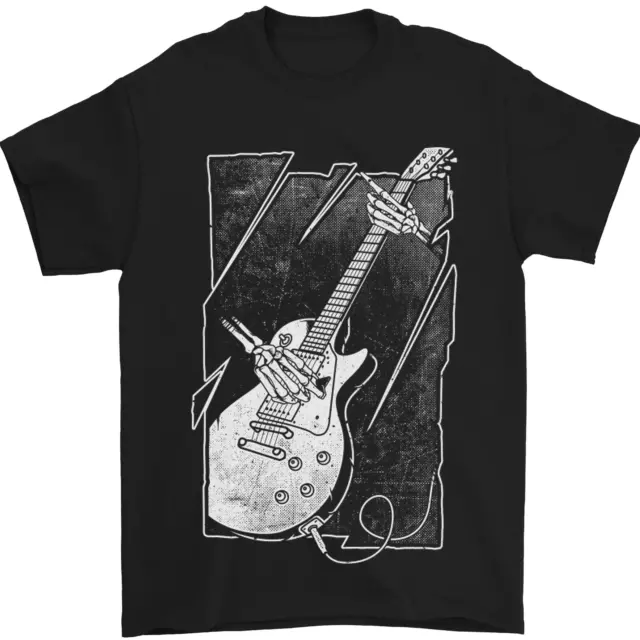 Skeleton Playing Guitar Guitarist Electric Mens T-Shirt 100% Cotton