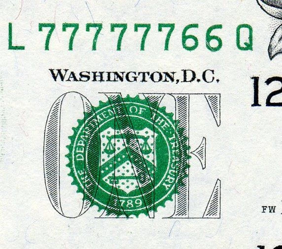 HGR SUNDAY 1999 $1 ((FANCY Serial#77777766)) Appears GEM UNCIRCULATED