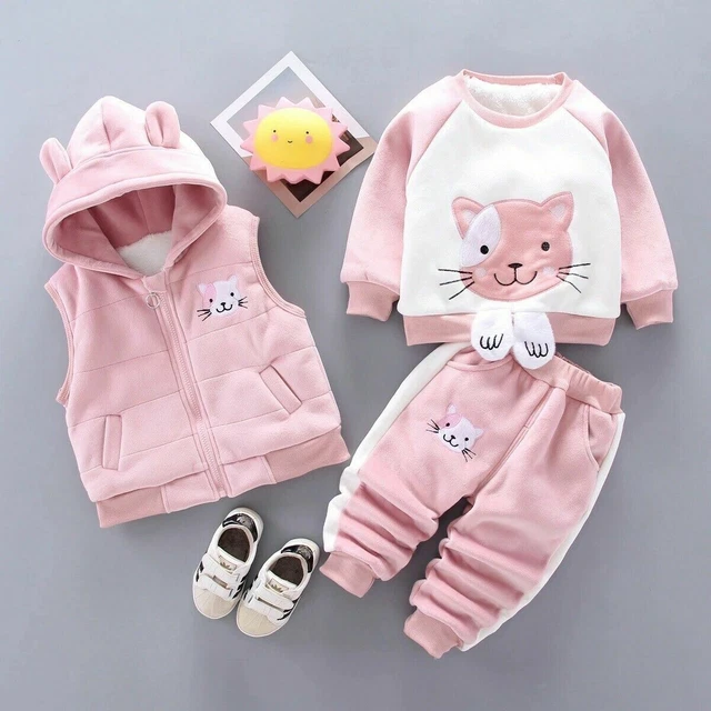Top con cappuccio neonato bambino bambina + pantaloni tuta pantaloni abiti set vestiti 4