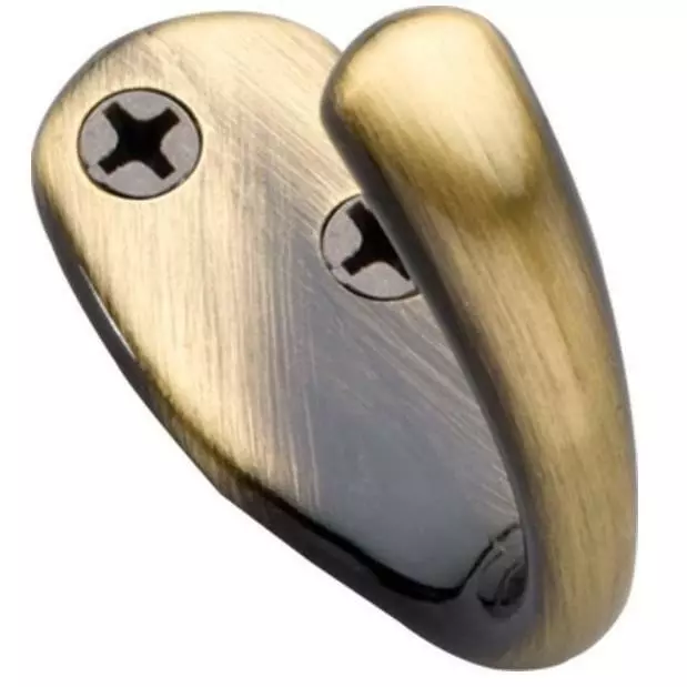 Small 2" Antique Brass SINGLE Coat Robe Bath Utility Hook, Hickory P27100-AB