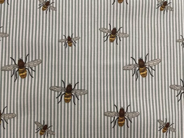 Bee Stripe Cotton Fabric Sea Spray Curtain Blind Upholstery Craft