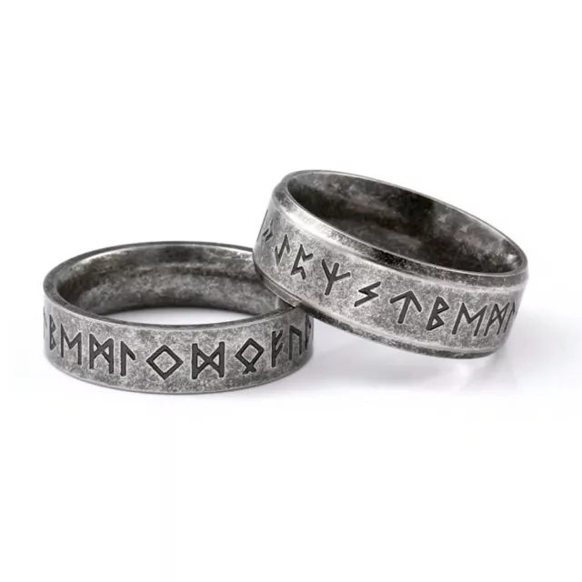 316L Bague en Acier Inox Runes Stufenkante Viking Caractères Germains Hommes