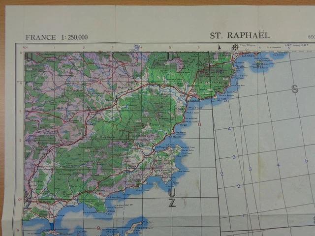 Saint Raphael Maps WW2 RAF MAP of FRANCE entitled