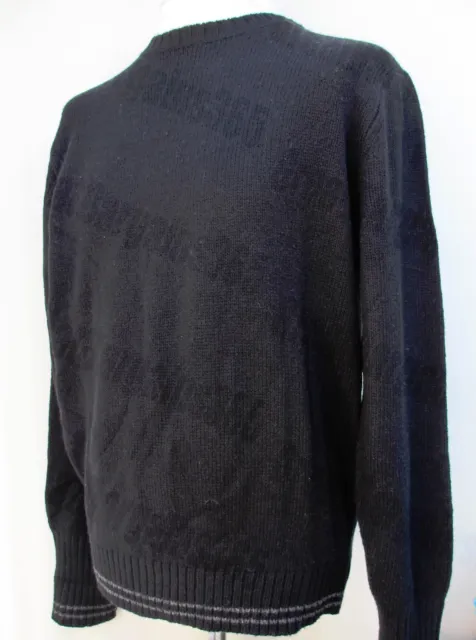 Mens Boston Traders Round Neck Sweater Jumper Lambswool Blend Black S M L XL New