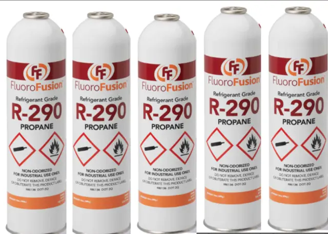 R–290, (5) Large 14 oz. Cans, FluoroFusion, Refrigerant Grade Propane