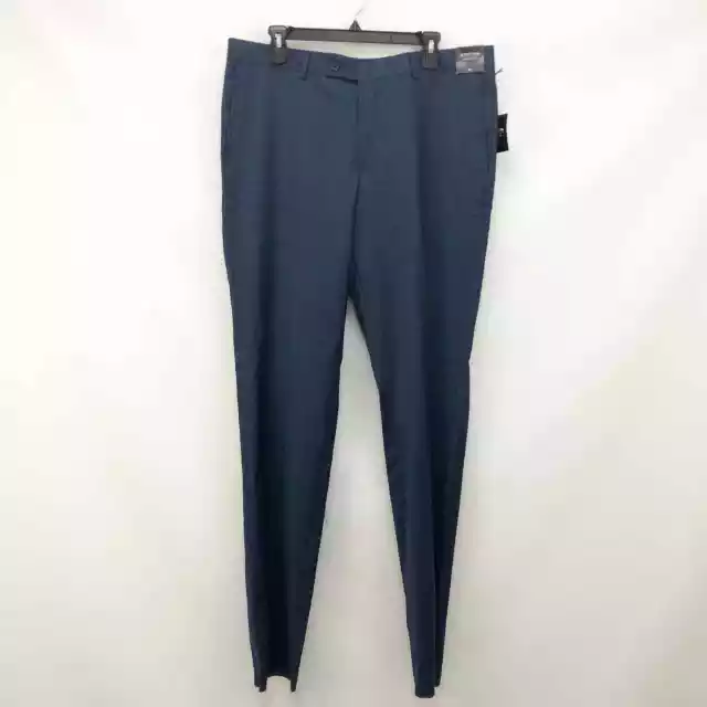 NORDSTROM MENS SHOP Dress Pant 36 Blue Oasis Trim Fit Wool Blend Flat Front NWT 2