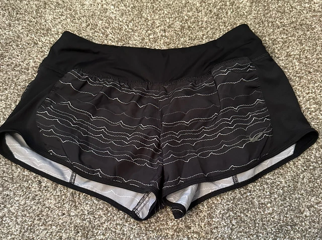 Nike Dri Fit Running Shorts Child Small Black Built in Brief Wavy Stripe