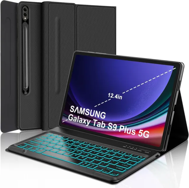 For Samsung Galaxy Tab 12.4" S9 Plus/S9 FE Plus 2023 Case With Backlit Keyboard