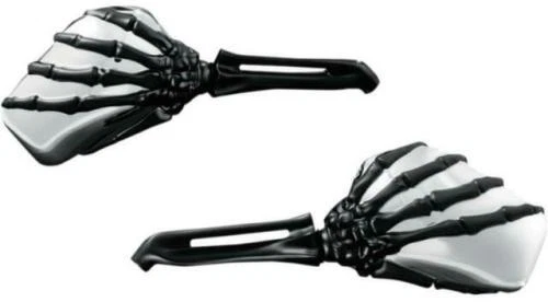 Kuryakyn Skeleton Black Hand Chrome Mirrors Set Motorcycle Harley Honda 1764