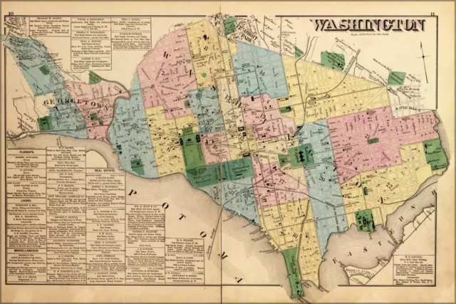 Poster, Many Sizes; Map Of Washington D.C. 1878