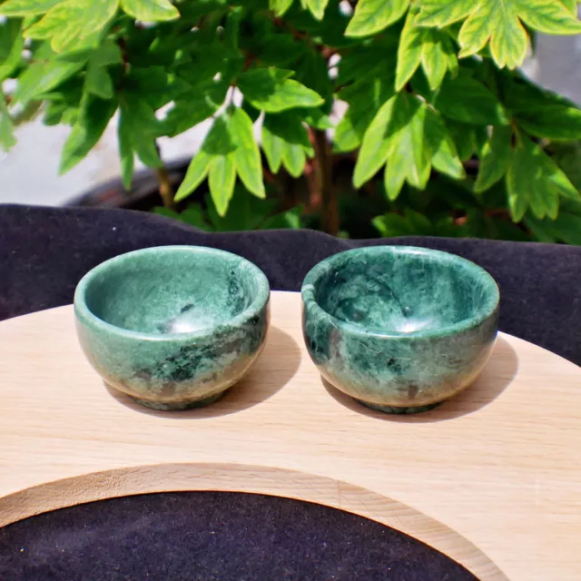 Natural Green Jade Bowl Gemstone Crystal Quartz Dish Sacral Chakra Healing Reiki