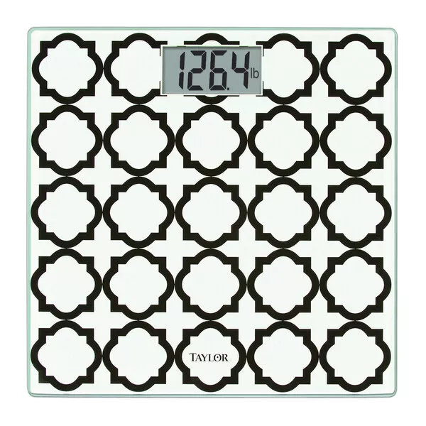 Taylor Precision Products 755841932BWL Digital Glass Bathroom Scale with Lattice