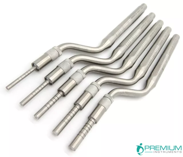 Dental Osteotomes Concave Tip Surgical Spreading Set of 5 Steel Instruments