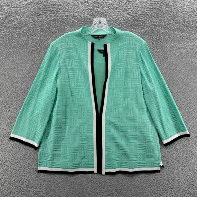 Ming Wang Cardigan 2 Piece Set 0X Green Long Sleeve Knit Twin Set Career Sweater