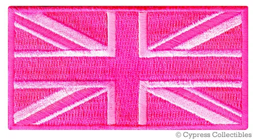 PINK BRITISH FLAG PATCH UNION JACK ENGLAND UK embroidered iron-on GREAT BRITAIN