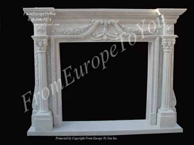 Beautiful Hand Carved Marble Fireplace Mantel Pb7