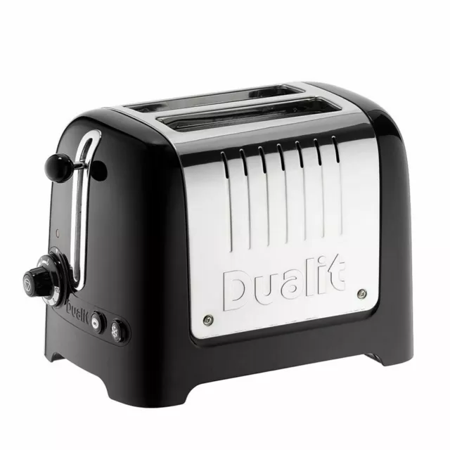 Dualit Lite Toaster mit zwei Schlitzen 2 Scheiben schwarz und Edelstahl 26205