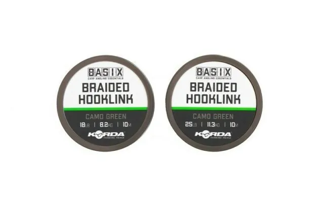 Korda Basix Braided Hooklink 18 & 25lb Sizes / Carp Fishing - Fishing Supplies