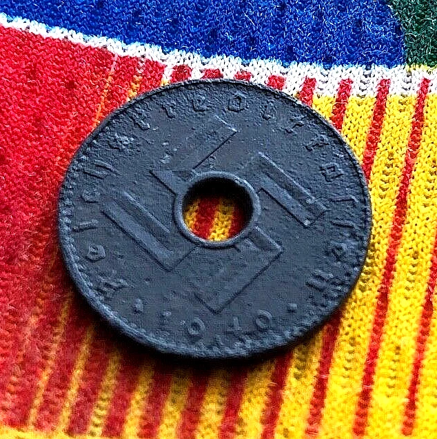 1940 A 5 Reichspfennig German WW2 Third Reich Military Hole Coin