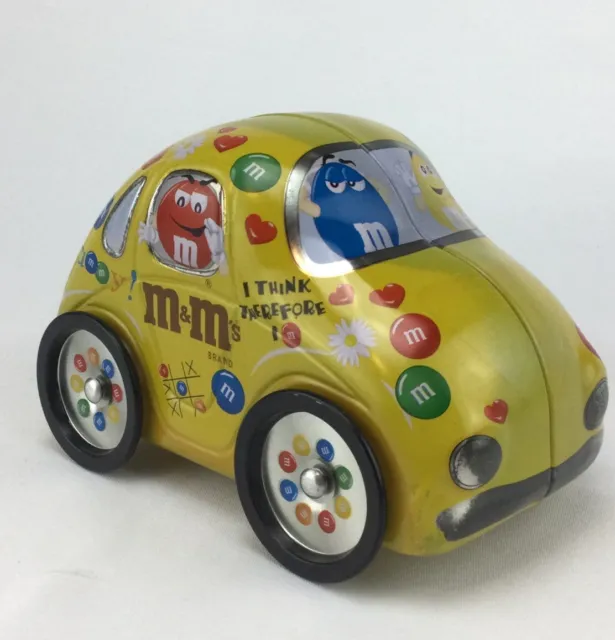 M&M's Volkswagon Beetle Candy Tin, Rolling Wheels 6.5" Collectible