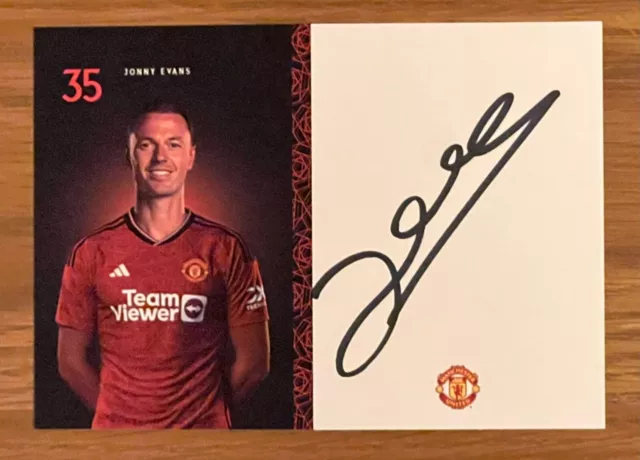 Jonny Evans, Manchester United FC, Official 23/24 Club Card, Hand Signed, 6x4