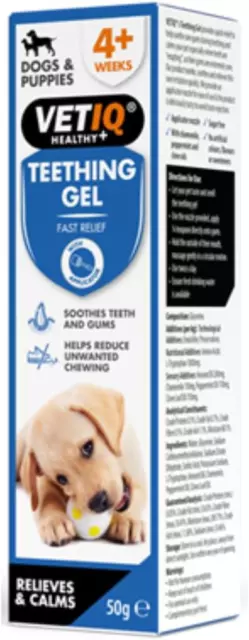 Puppy VetIQ Teething Gel, 50g, Soothes Sore Gums, Reduce Unwanted Chewing During